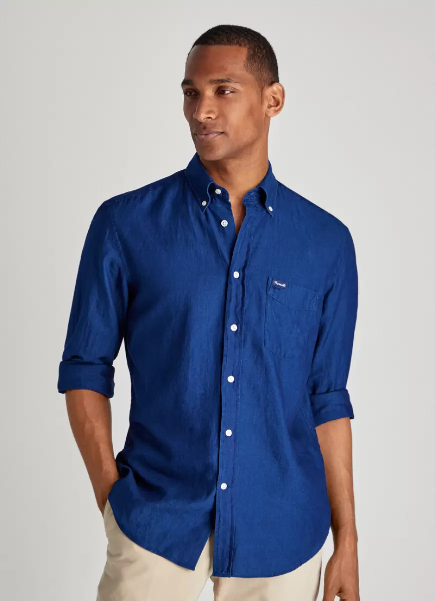 Camisas Indigo Blue Faconnable Hombre Camisa Denim Algodón - 3