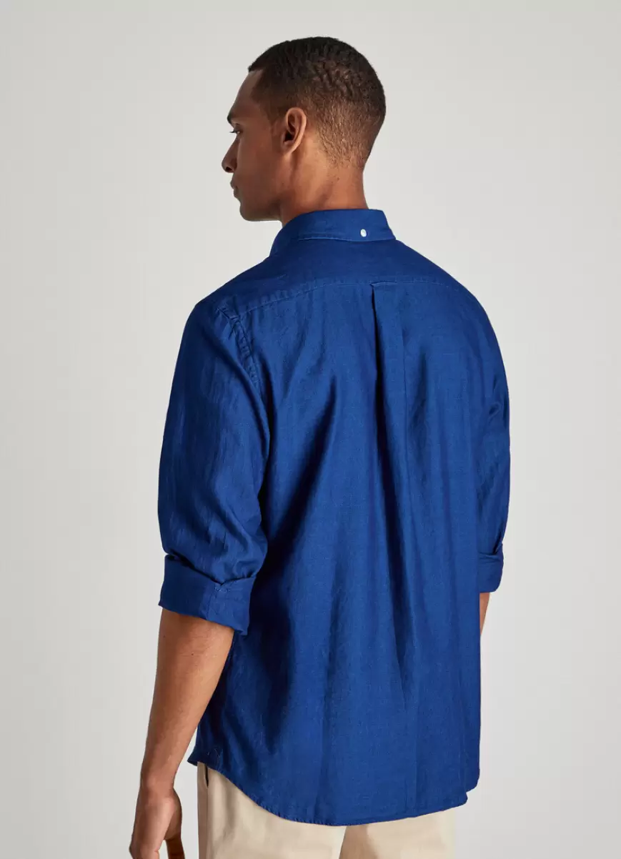 Camisas Indigo Blue Faconnable Hombre Camisa Denim Algodón - 4