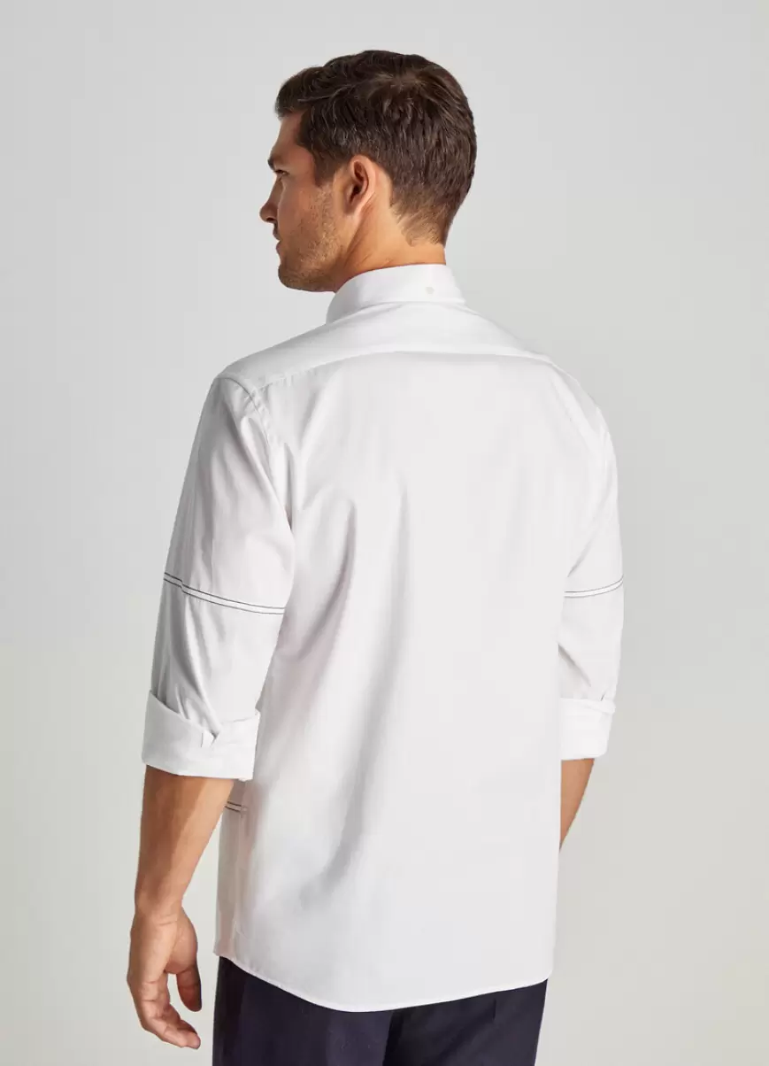 Hombre Faconnable Camisa Popelín Detalle Costuras Camisas White - 4