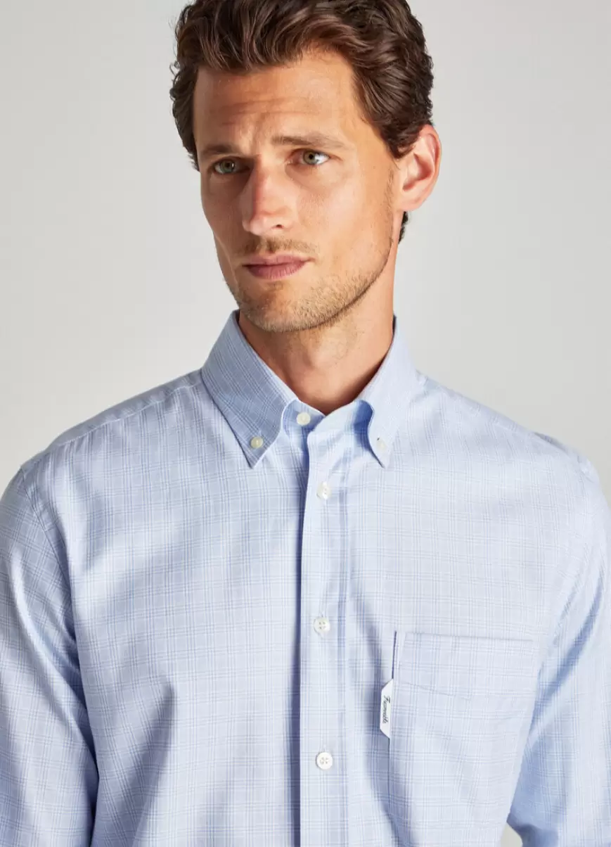 Faconnable Horizon Blue Camisa Cuadros Príncipe De Gales Camisas Hombre - 2