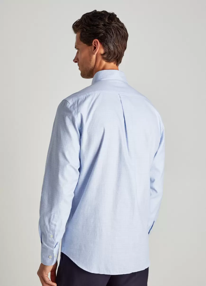 Faconnable Horizon Blue Camisa Cuadros Príncipe De Gales Camisas Hombre - 3