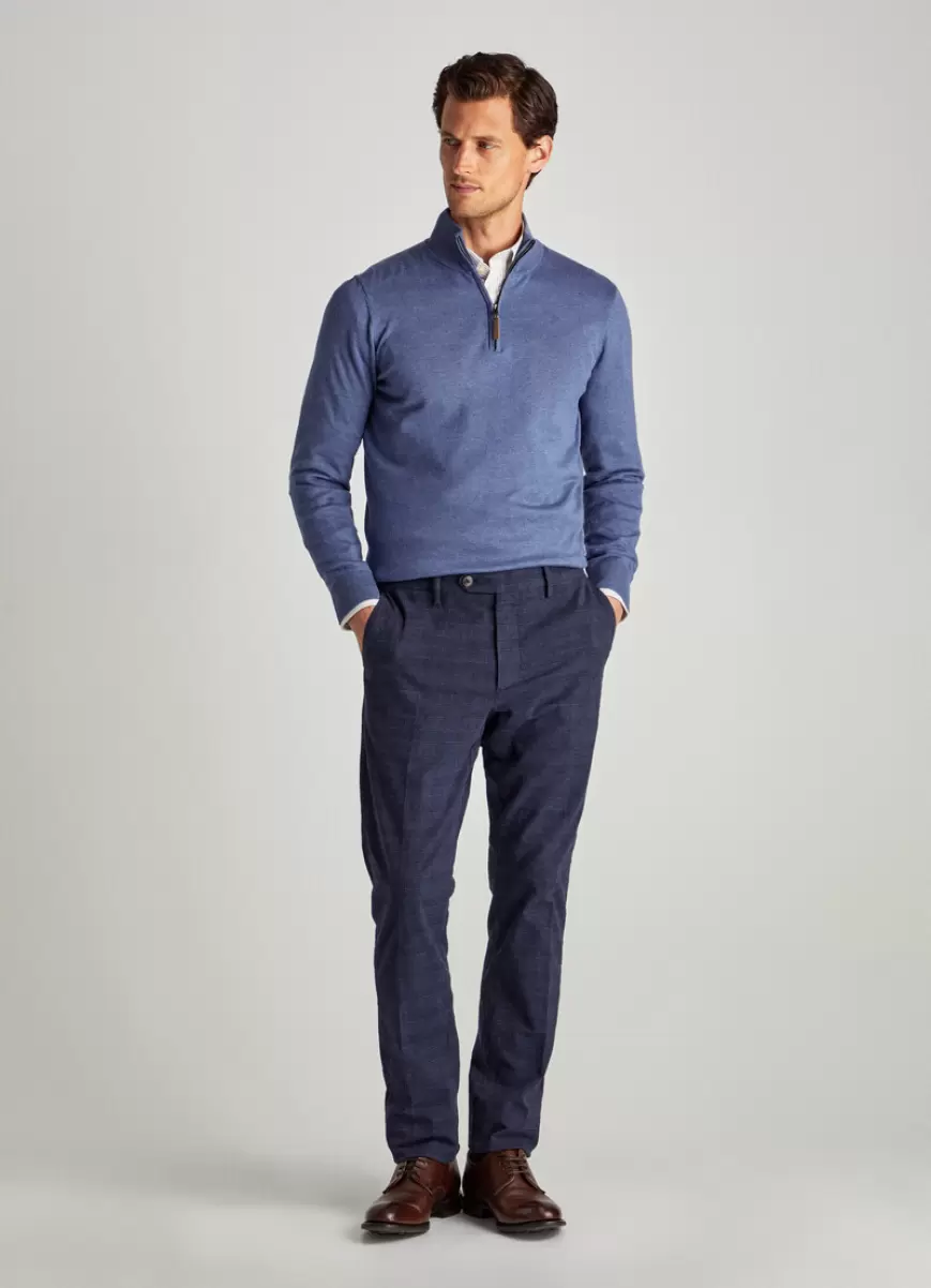 Navy/Blue Chino Príncipe De Gales Pantalones Faconnable Hombre