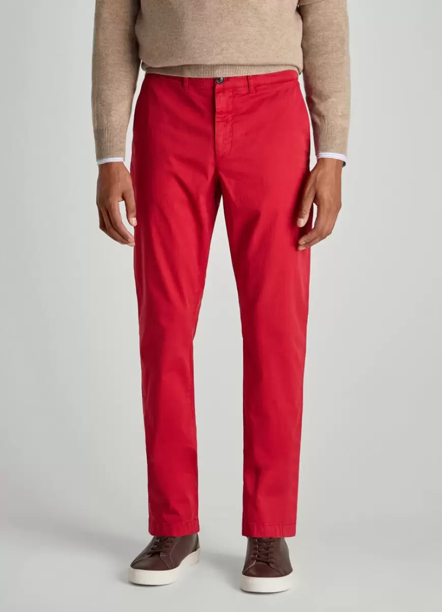 Pantalones Hombre Pillarbox Red Faconnable Chino Sarga Algodón - 1