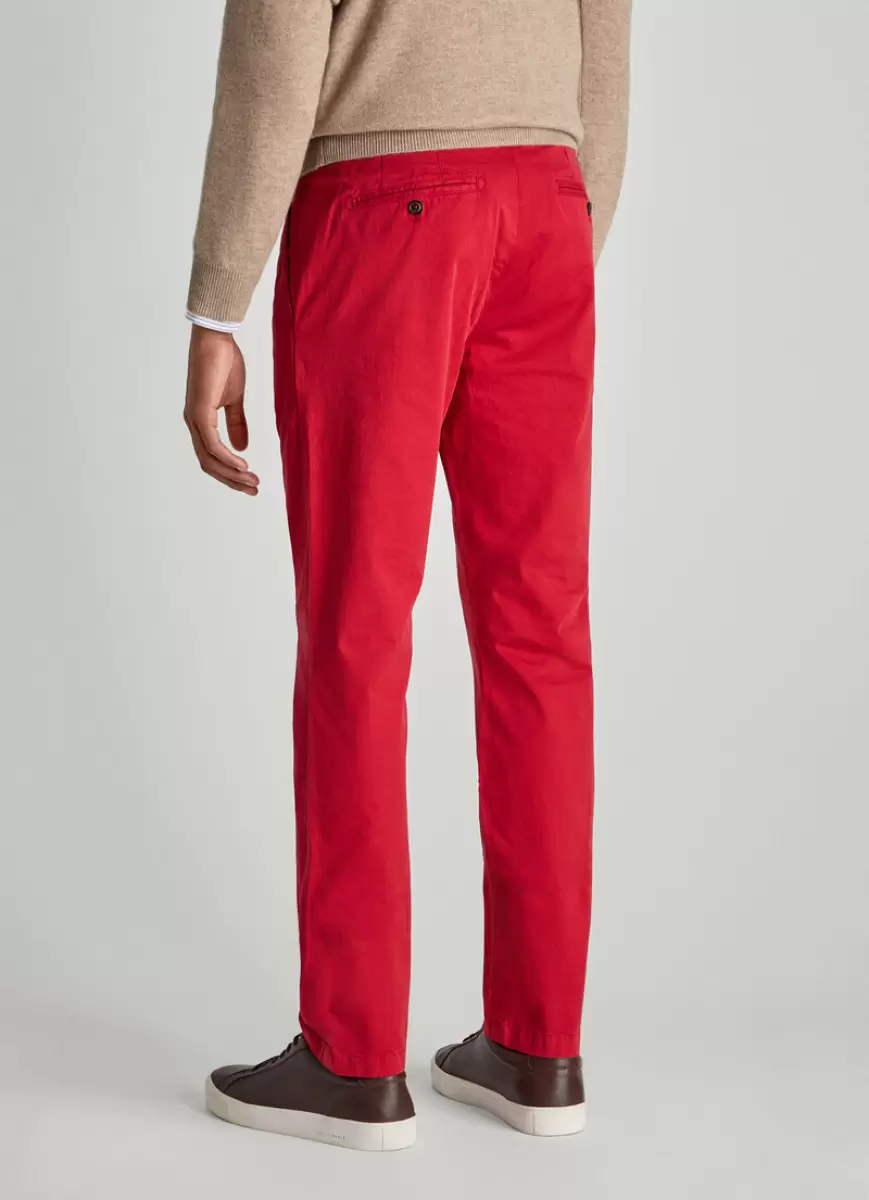 Pantalones Hombre Pillarbox Red Faconnable Chino Sarga Algodón - 3