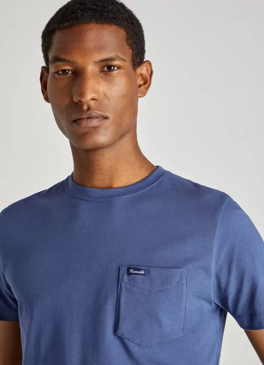 Hombre Camiseta Con Bolsillo Faconnable Pop Blue Polos Y Camisetas - 1