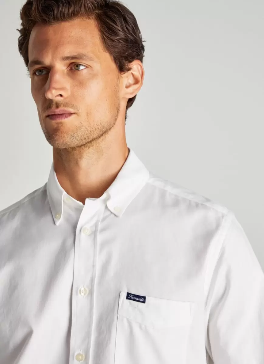 Camisa Oxford Corte Club Faconnable White Hombre Looks Formales - 3