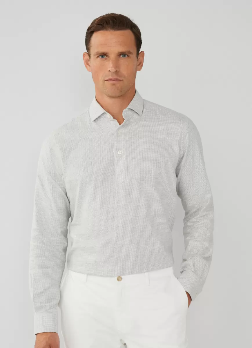 Hackett London Grey/White Autorización Camisas Hombre Camisa Pata De Gallo Fit Clásico - 1
