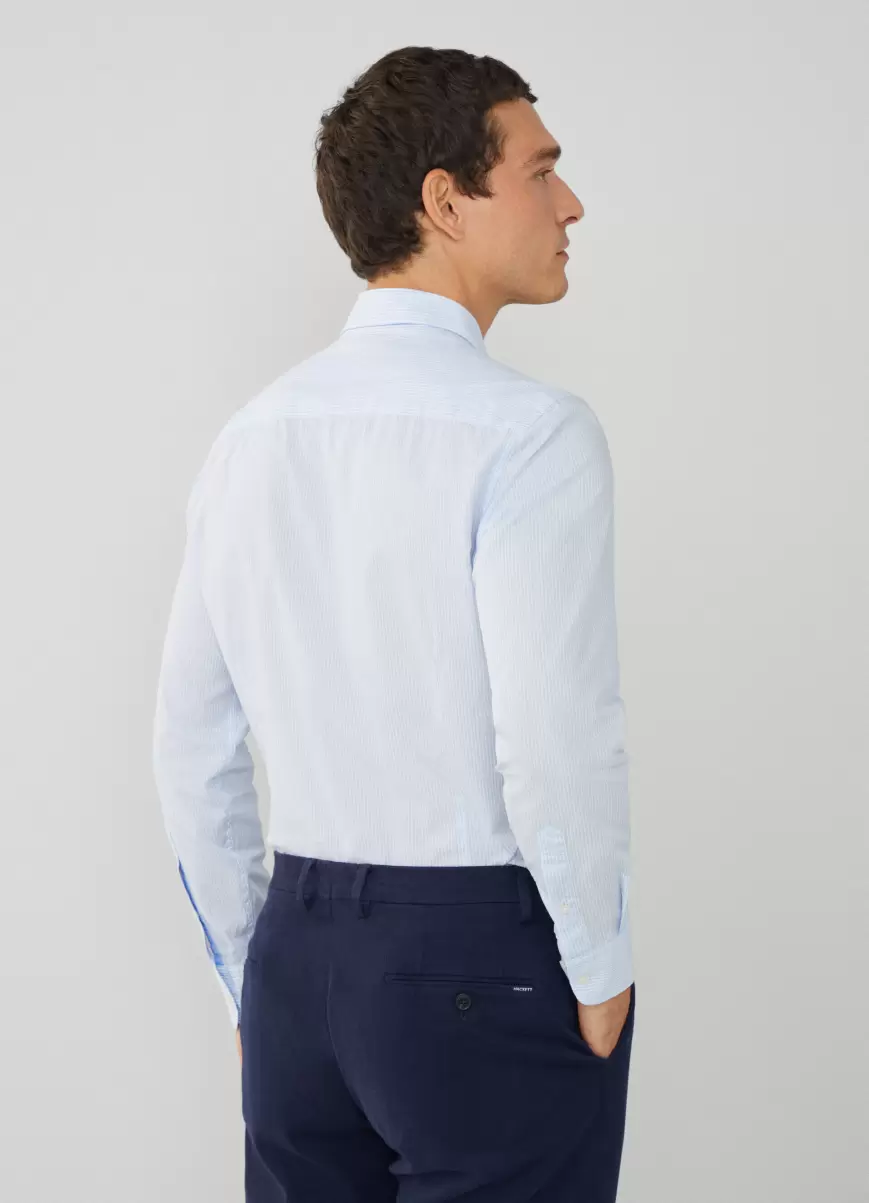 Camisa De Raya Fina Fit Slim Blue/White Hackett London Hombre Camisas Precio De Promoción - 2