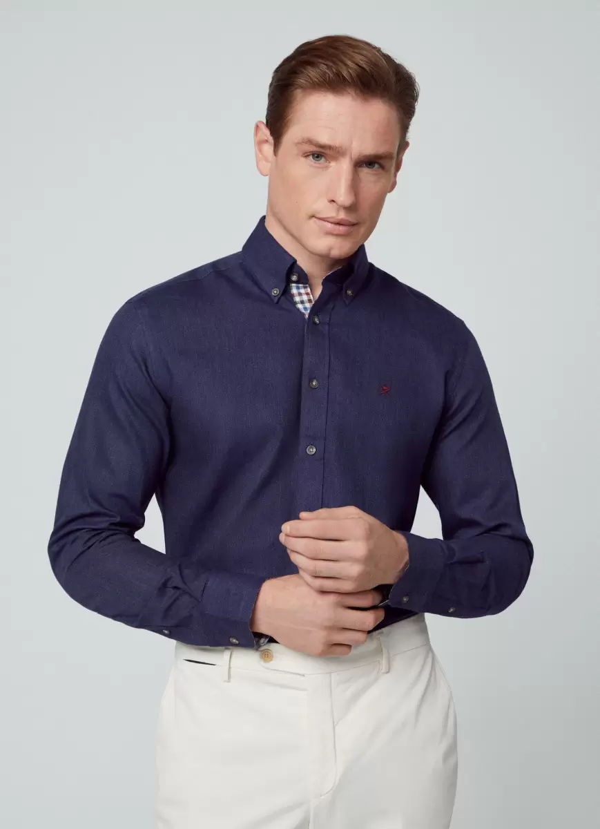 Navy Promoción Hombre Hackett London Camisa De Algodón Fit Slim Camisas - 1
