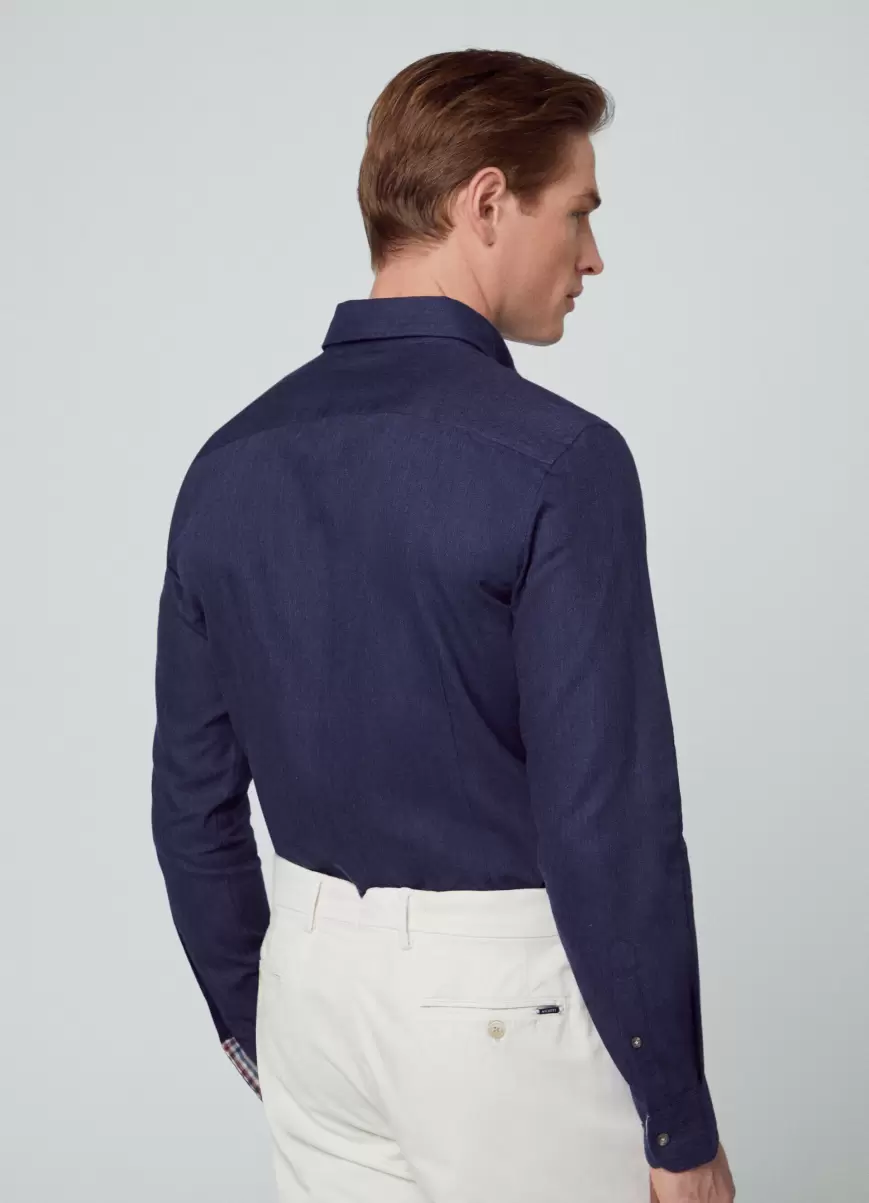 Navy Promoción Hombre Hackett London Camisa De Algodón Fit Slim Camisas - 2