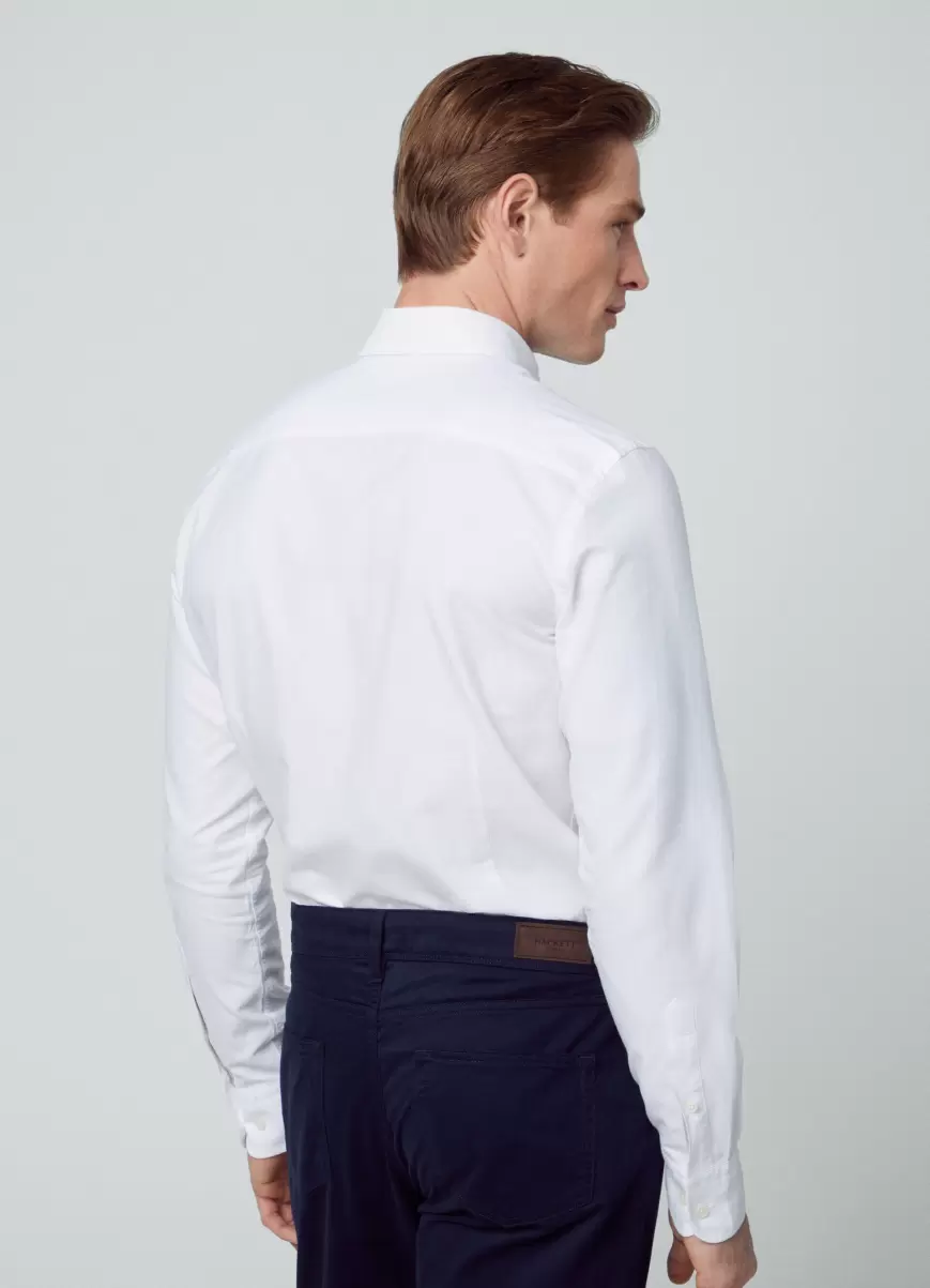 White/Taupe Camisa De Oxford Algodón Fit Slim Diseño Hackett London Camisas Hombre - 2