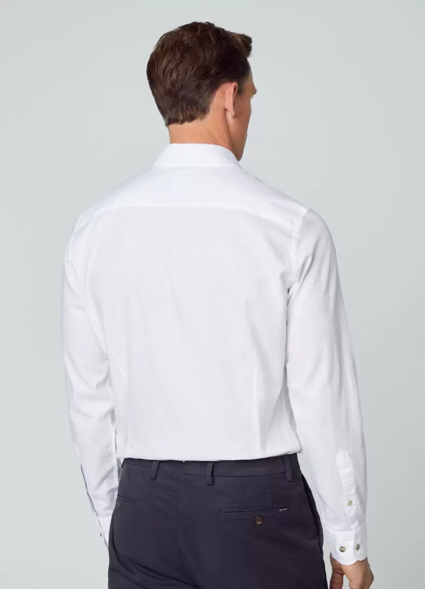 Hackett London Hombre White Fit Slim Camisa Sarga Algodón Camisas Popularidad - 2