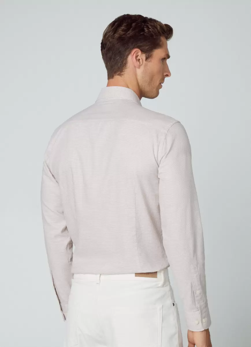 Hombre White/Taupe Camisas Hackett London Camisa Estampada Fit Slim Comercio - 2