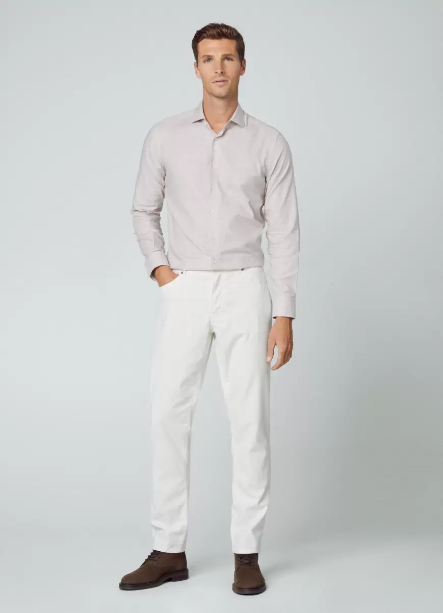 Hombre White/Taupe Camisas Hackett London Camisa Estampada Fit Slim Comercio - 4