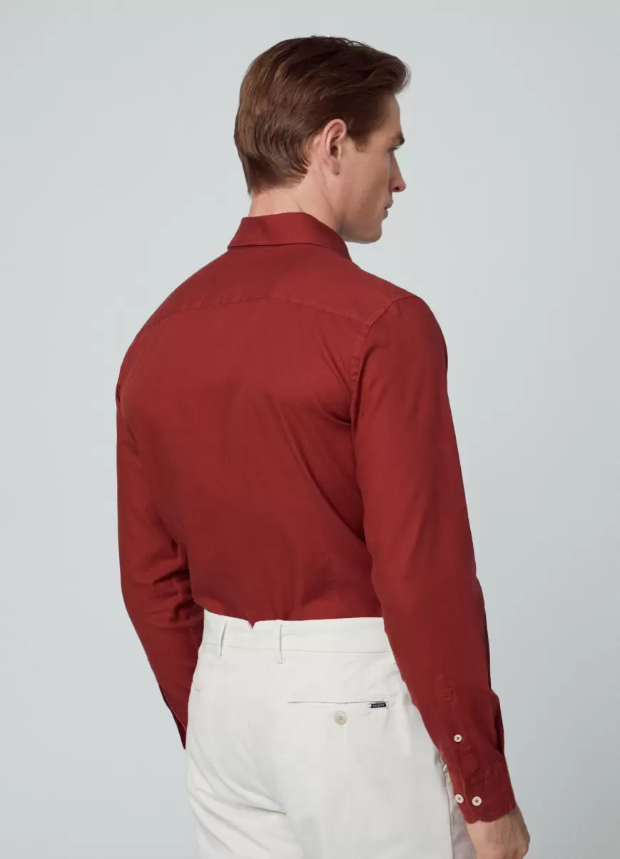 Camisa Algodón Oxford Fit Slim Comercio Camisas Hombre Brick Red Hackett London - 2