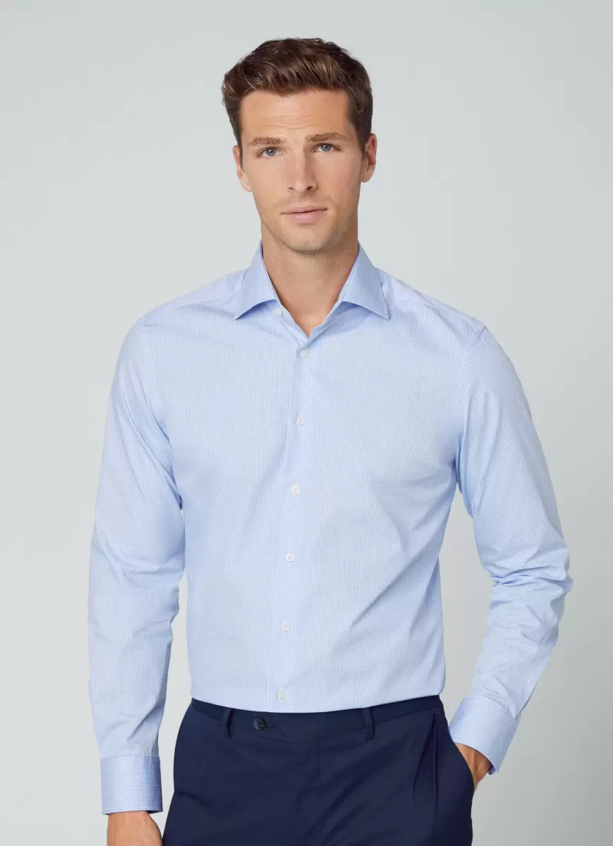 Camisa Estampado Cuadros Fit Slim Hombre Calidad White/Blue Hackett London Camisas