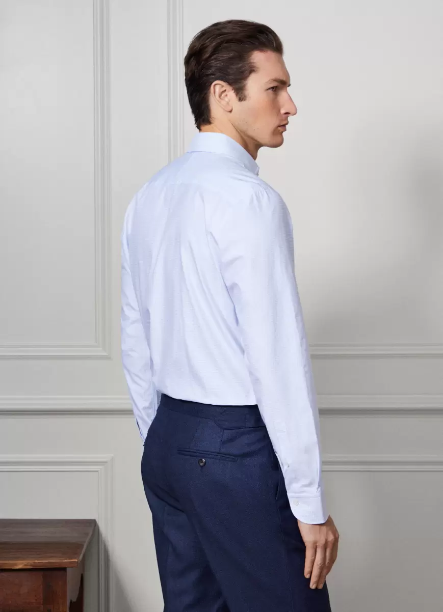 White/Blue Hombre Camisa De Cuadros Fit Clásico Camisas Hackett London Exclusivo - 3