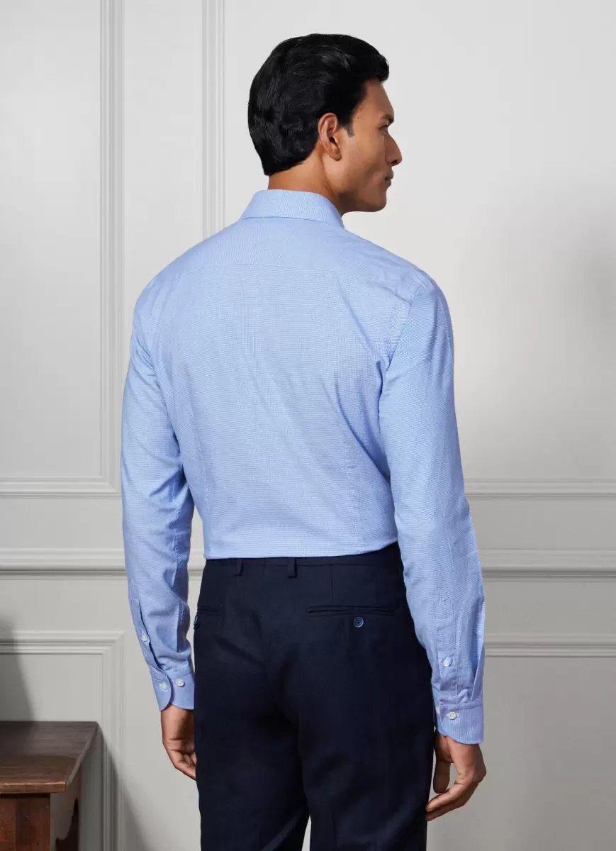 Calidad Blue/White Hombre Camisa Pata De Gallo Fit Clásico Hackett London Camisas - 2