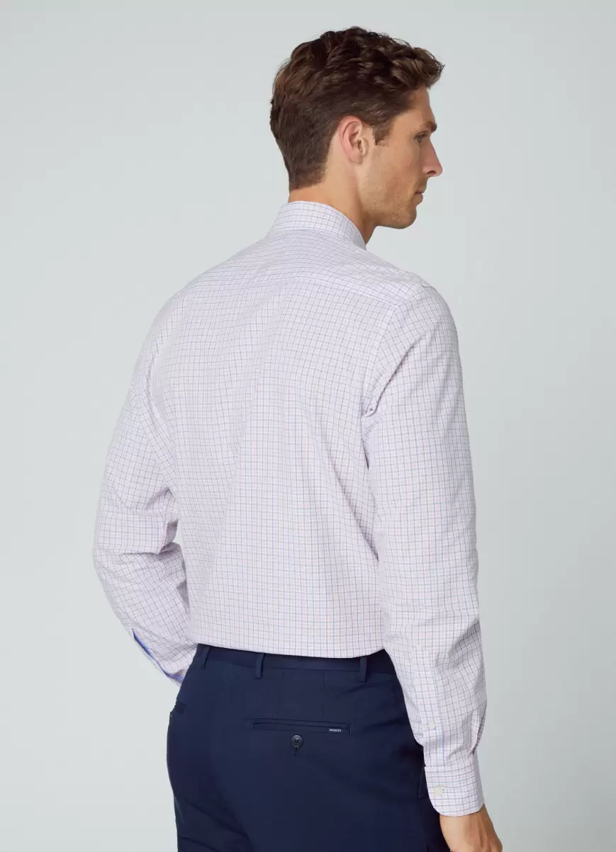 Hombre Pink/Blue Camisa Melange Cuadros Fit Clásico Camisas Hackett London Diseño - 2