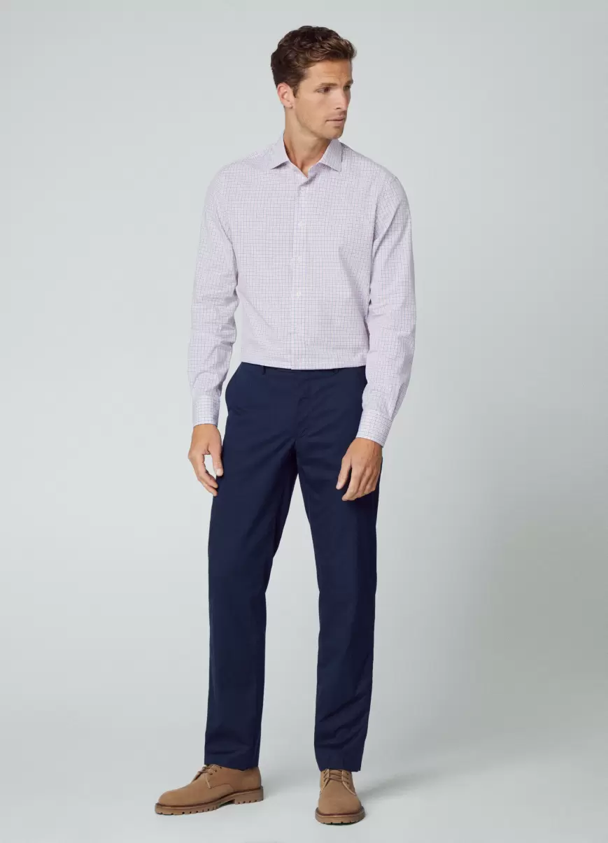 Hombre Pink/Blue Camisa Melange Cuadros Fit Clásico Camisas Hackett London Diseño - 4