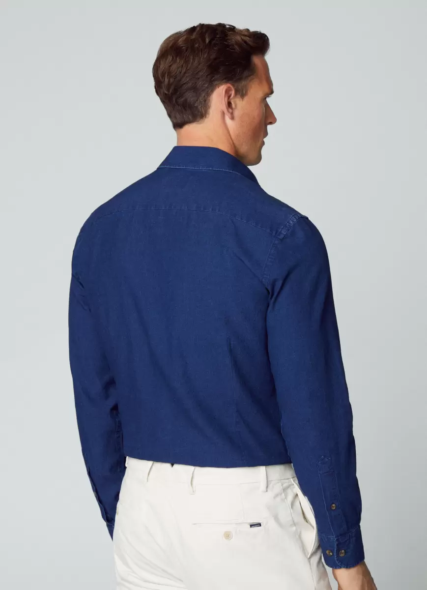 Ultimo Modelo Hombre Camisa Denim Fit Slim Indigo Blue Hackett London Camisas - 2