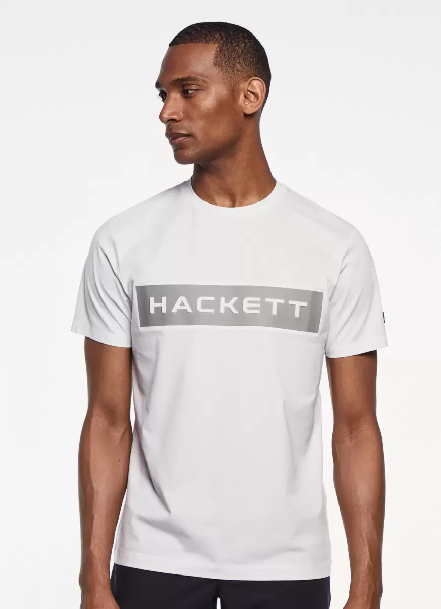 Hackett London Camisetas White Camiseta Logo Estampado Clásico Hombre