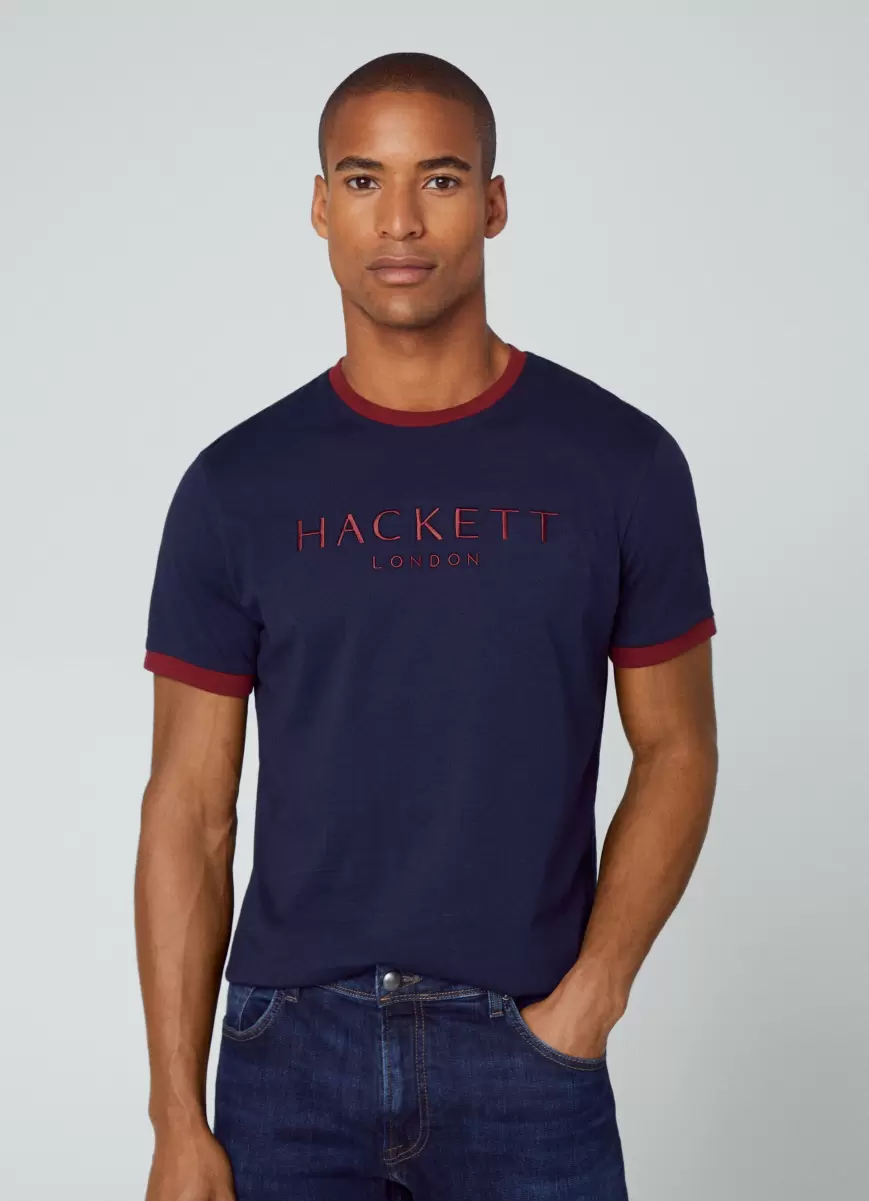 Precio De La Actividad Camisetas Hombre Navy Hackett London Camiseta Heritage Con Logo Bordado - 1