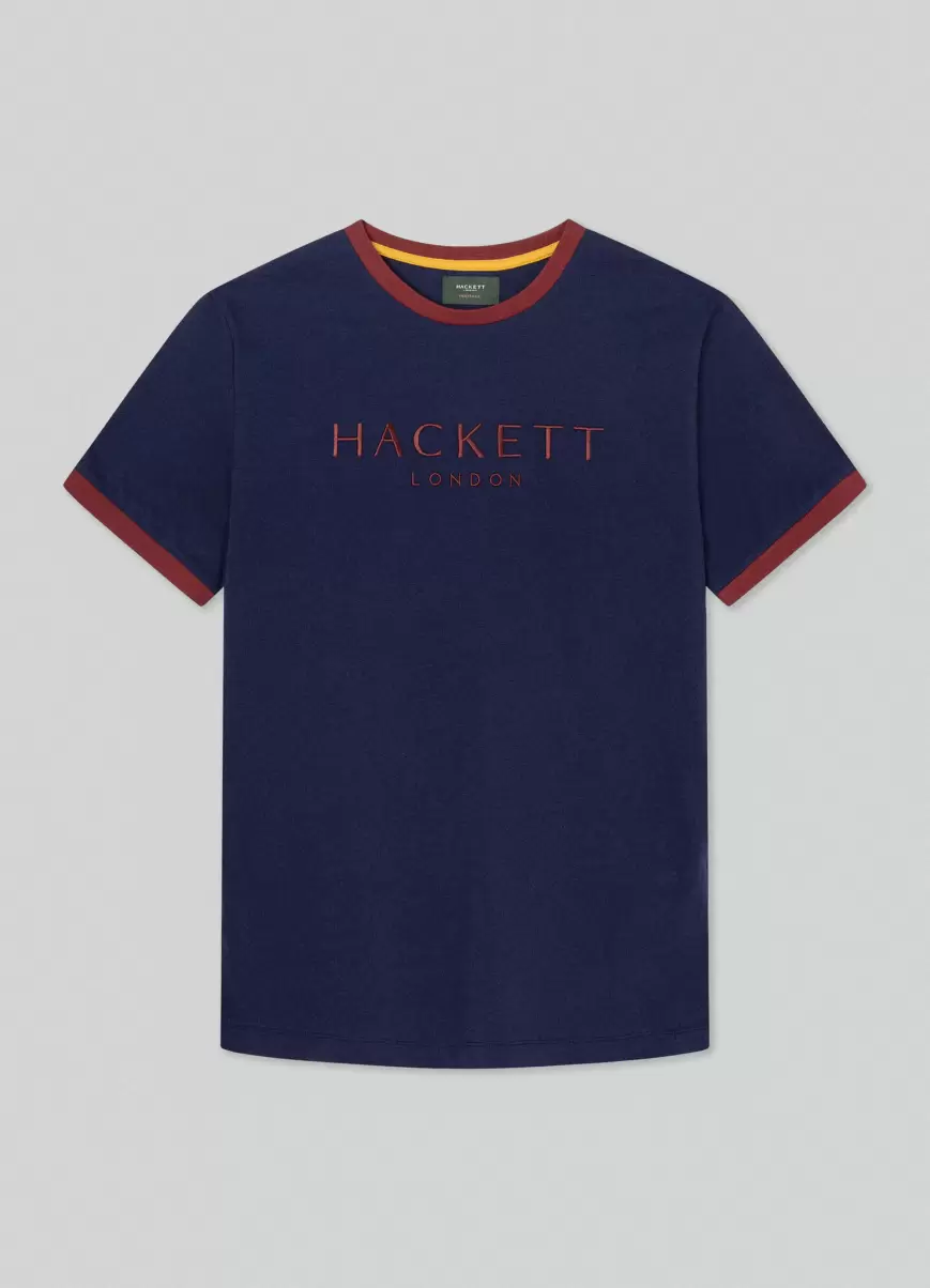 Precio De La Actividad Camisetas Hombre Navy Hackett London Camiseta Heritage Con Logo Bordado - 4