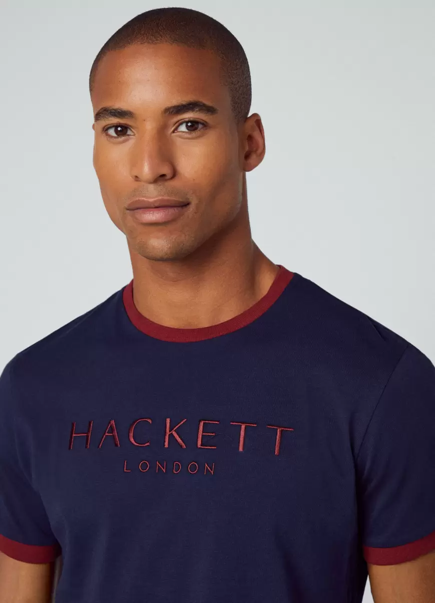 Precio De La Actividad Camisetas Hombre Navy Hackett London Camiseta Heritage Con Logo Bordado