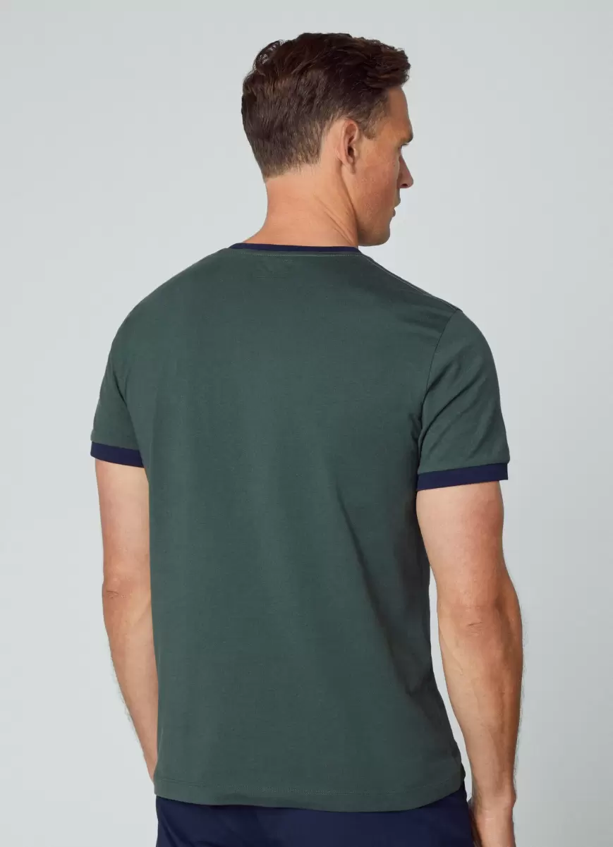 Hackett London Innovación Camisetas Hombre Camiseta Heritage Con Logo Bordado Dark Green - 2