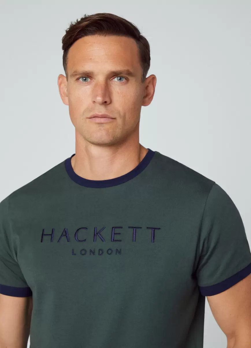 Hackett London Innovación Camisetas Hombre Camiseta Heritage Con Logo Bordado Dark Green