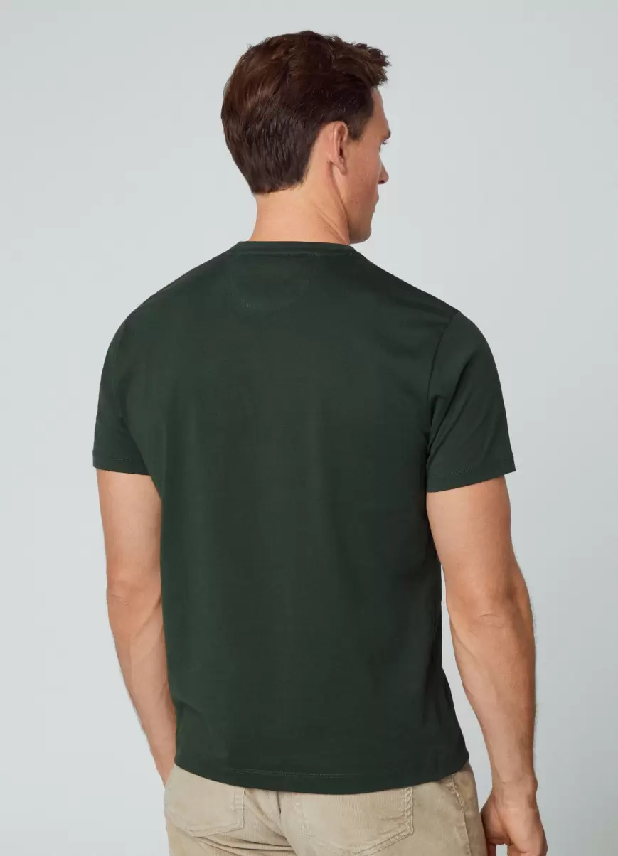 Camiseta Con Logo Bordado Hackett London Dark Green Camisetas Hombre Descuento - 2