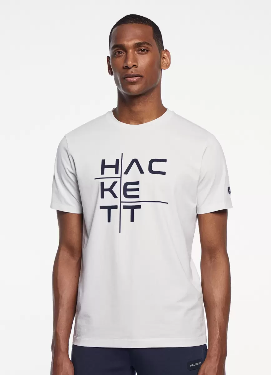 White Camisetas Hombre Camiseta Logo Estampado Fit Clásico Hackett London Precio De Liquidación - 1