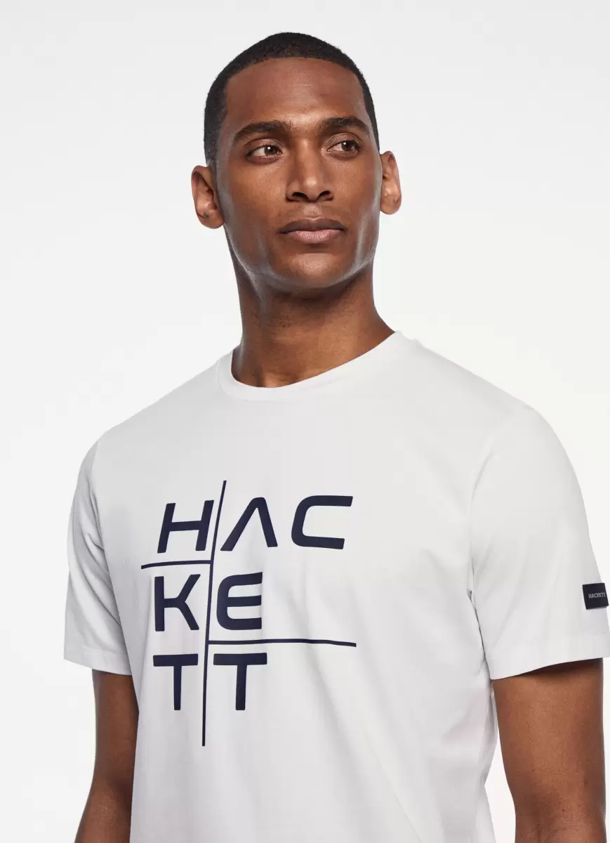 White Camisetas Hombre Camiseta Logo Estampado Fit Clásico Hackett London Precio De Liquidación