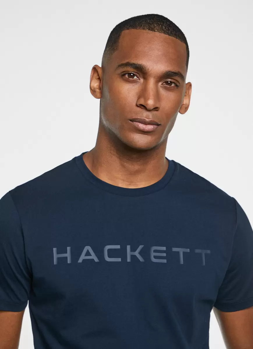 Hombre Navy Hackett London Camisetas Camiseta Básica Algodón Precio Al Por Mayor - 1