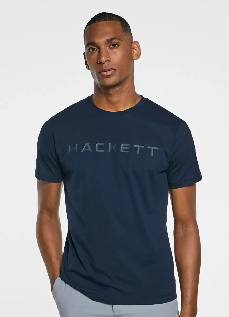 Hombre Navy Hackett London Camisetas Camiseta Básica Algodón Precio Al Por Mayor