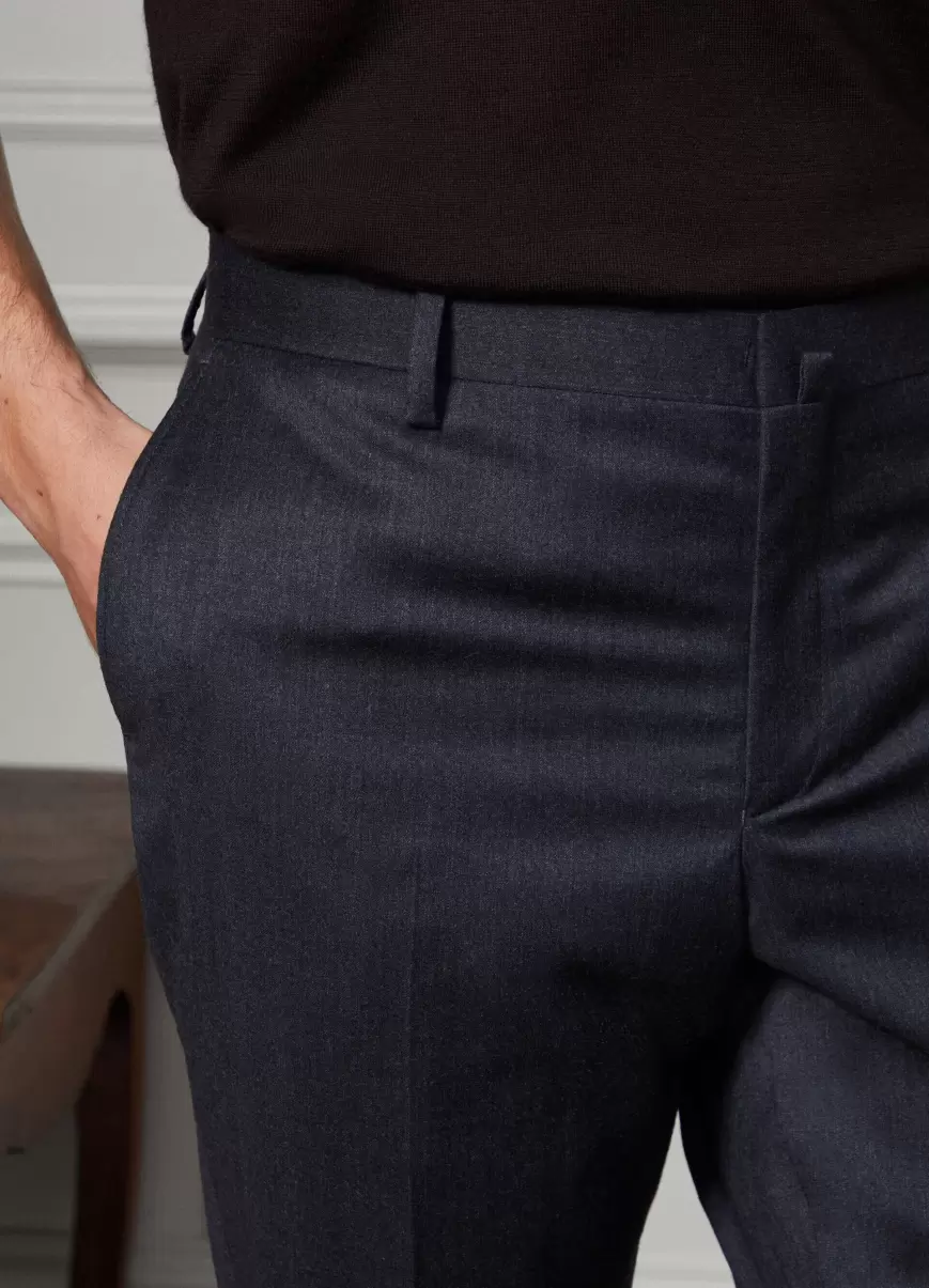 Charcoal Grey Hombre Noticias Hackett London Pantalón Franela Fit Slim Pantalones Y Chinos - 2