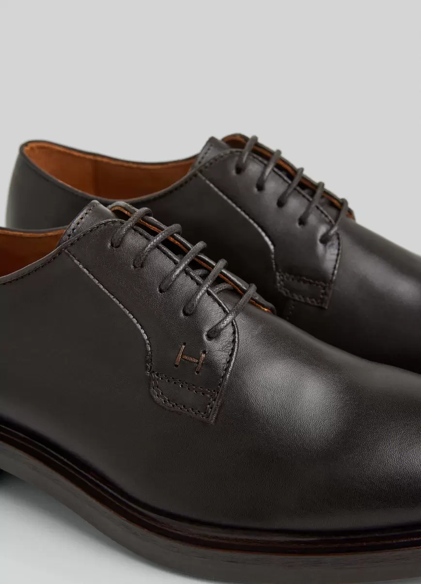 Diseño Hombre Zapatos Casual Zapatos Derby En Piel Dark Brown Hackett London - 4