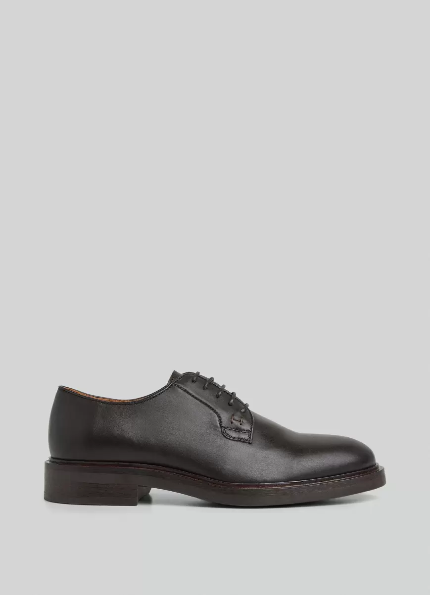 Diseño Hombre Zapatos Casual Zapatos Derby En Piel Dark Brown Hackett London