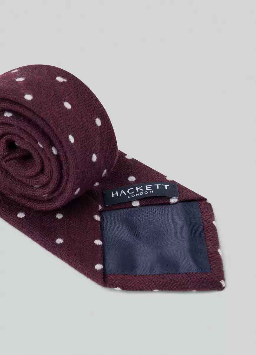 Corbatas Y Pañuelos De Bolsillo Corbata Seda Estampado Lunares Hombre Hackett London Venta Wine Purple - 1