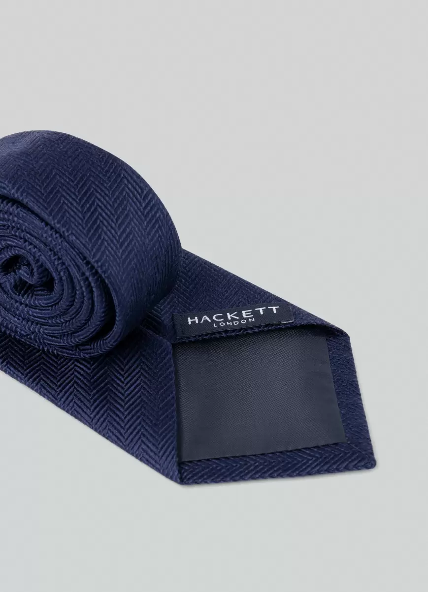 Corbatas Y Pañuelos De Bolsillo Navy Corbata De Seda Espiga Hackett London Calidad Hombre - 1