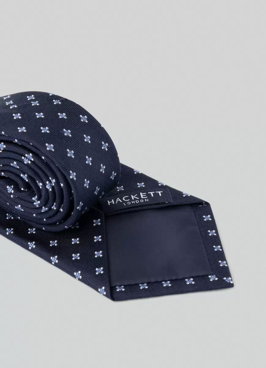 Corbata De Seda Estampado Tréboles Navy/Sky Hackett London Corbatas Y Pañuelos De Bolsillo Hombre Nuevo Producto - 1