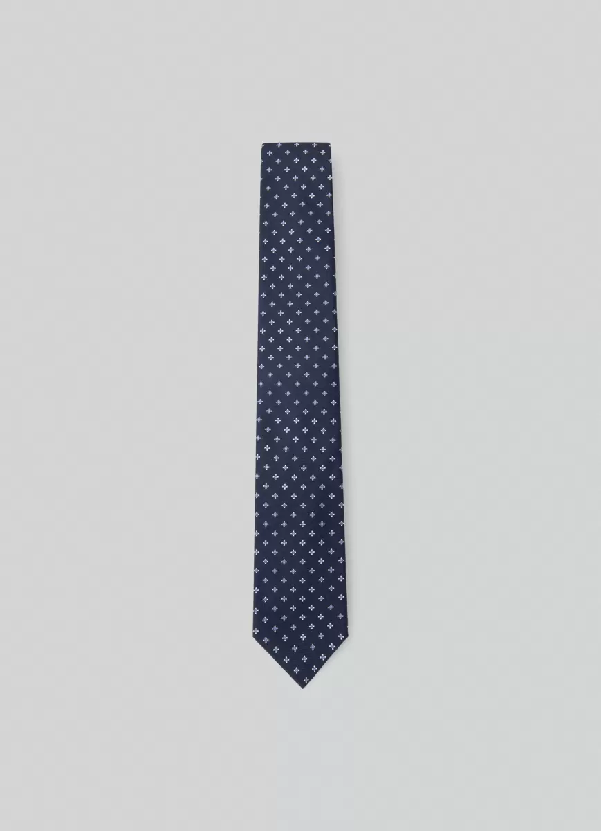 Corbata De Seda Estampado Tréboles Navy/Sky Hackett London Corbatas Y Pañuelos De Bolsillo Hombre Nuevo Producto