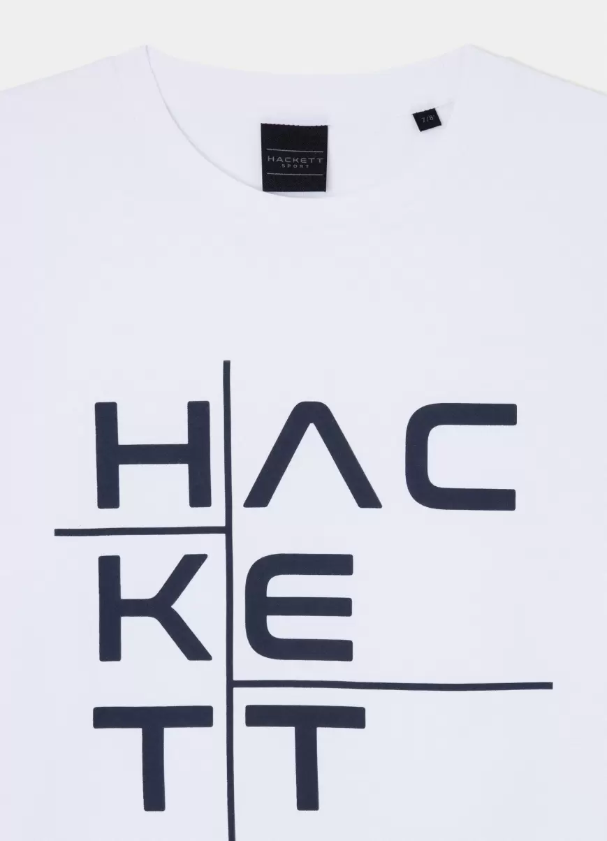 Garantizado White Hackett London Camisetas Y Sudaderas Camiseta Logo Estampado Fit Clásico Hombre - 2