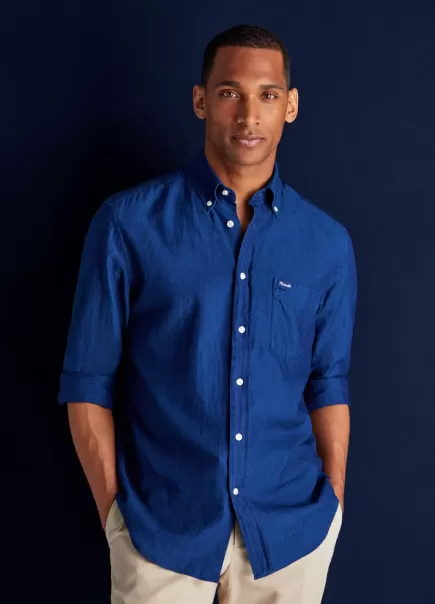 Camisas Indigo Blue Faconnable Hombre Camisa Denim Algodón