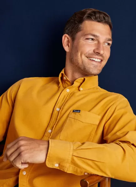 Honey Orange Camisa De Pana Camisas Hombre Faconnable