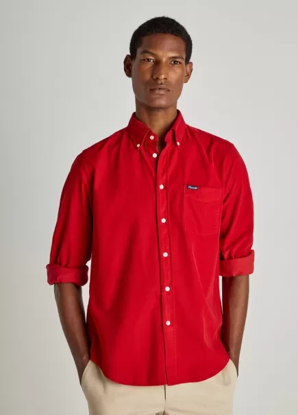 Pillarbox Red Camisa De Pana Faconnable Hombre Camisas