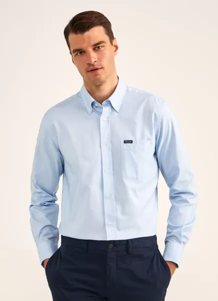 Horizon Blue Hombre Camisa Oxford Corte Club Camisas Faconnable