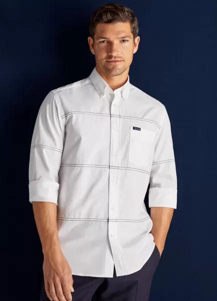 Camisas Icónicas Hombre Camisa Popelín Detalle Costuras White Faconnable