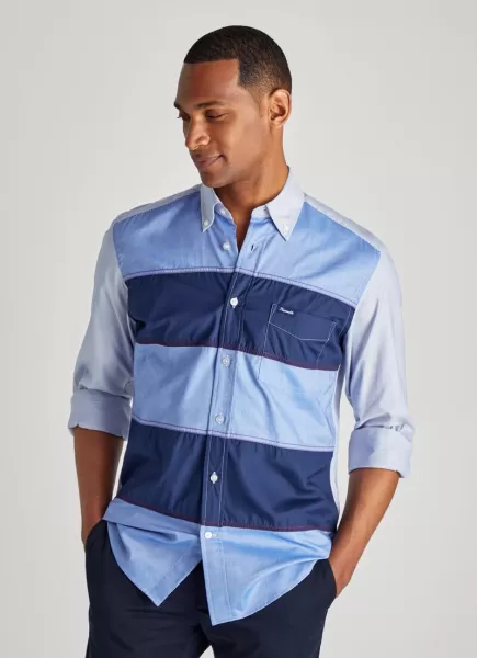 Hombre Camisa Rayas Bicolor Con Costuras Camisas Icónicas Faconnable Multi Blue